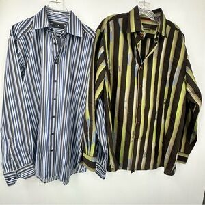Mens Shirt Bundle Equilibrio Toscano Button Down Dress Shirt Cotton Large J1853